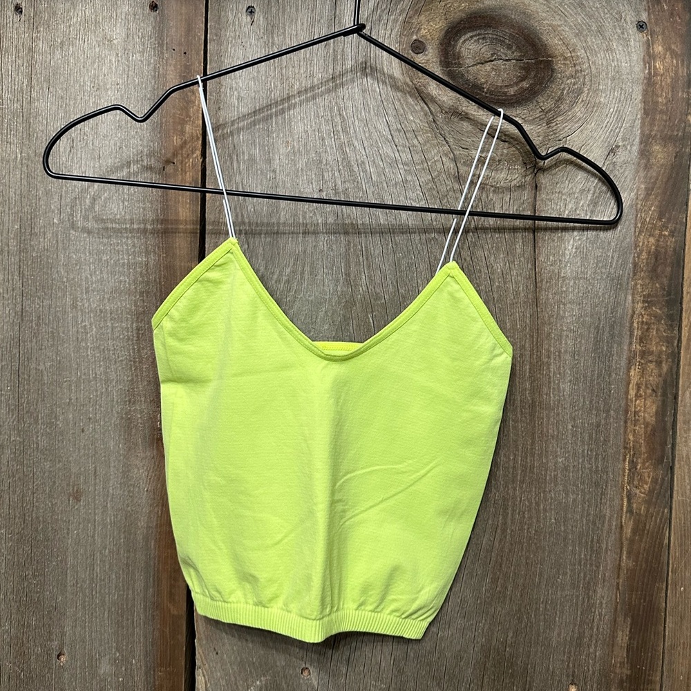 NWOT Free People Intimately Skinny Strap Brami in Neon Yellow Size XS/S